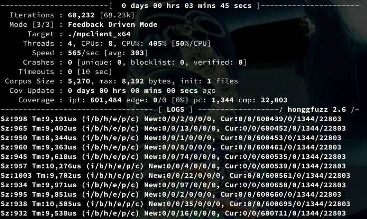 Persistent fuzzing with honggfuzz and IPT