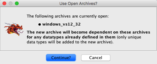 Dialog: Use Open Archives?