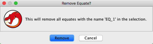 Confirm Equate Remove Dialog