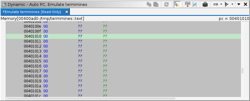 Stale listing upon starting pure emulation