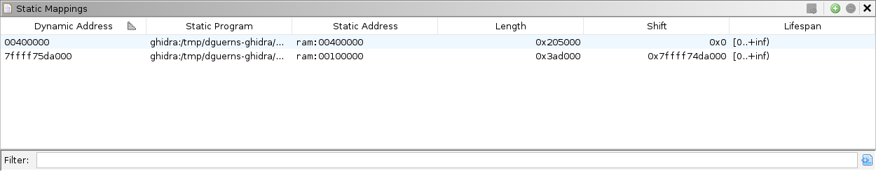 Static mappings window after launch