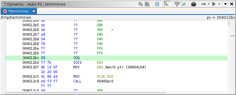 The dynamic listing after a call to rand